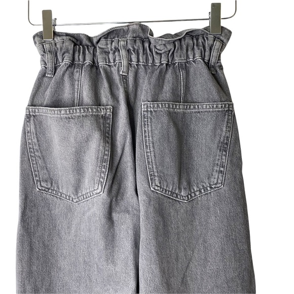 Zara Super High Rise Paperbag Waist Mom Boyfriend Engineering Crop Jeans Size 0 - Picture 10 of 13